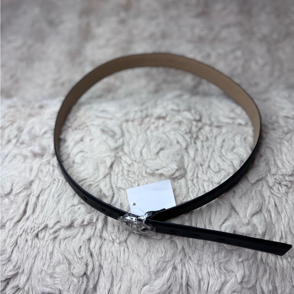 Michael Kors Black Belt with Silver and crystal Logo Buckle X1 - Picture 7 of 12